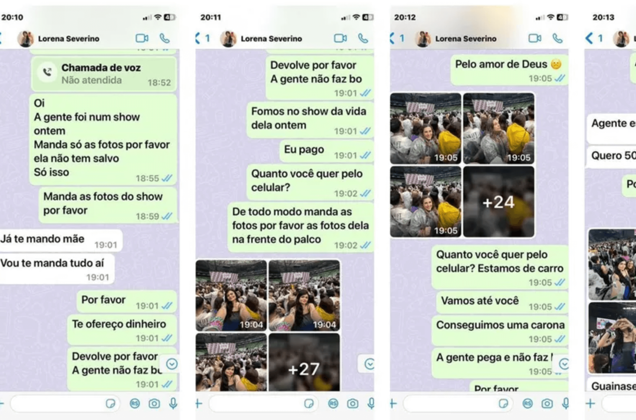 Imagem ilustra a conversa da vítima com o ladrão.