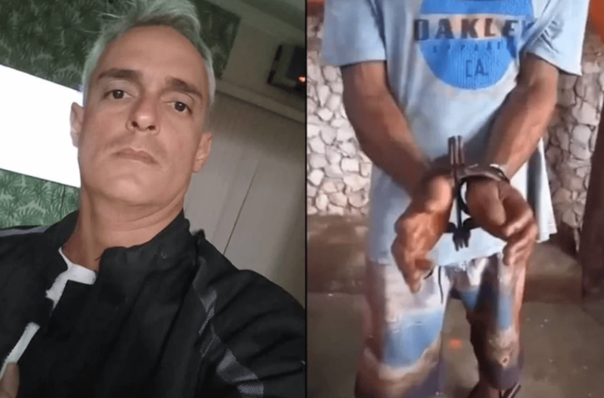 Imagem ilustra o agressor e o momento do crime.