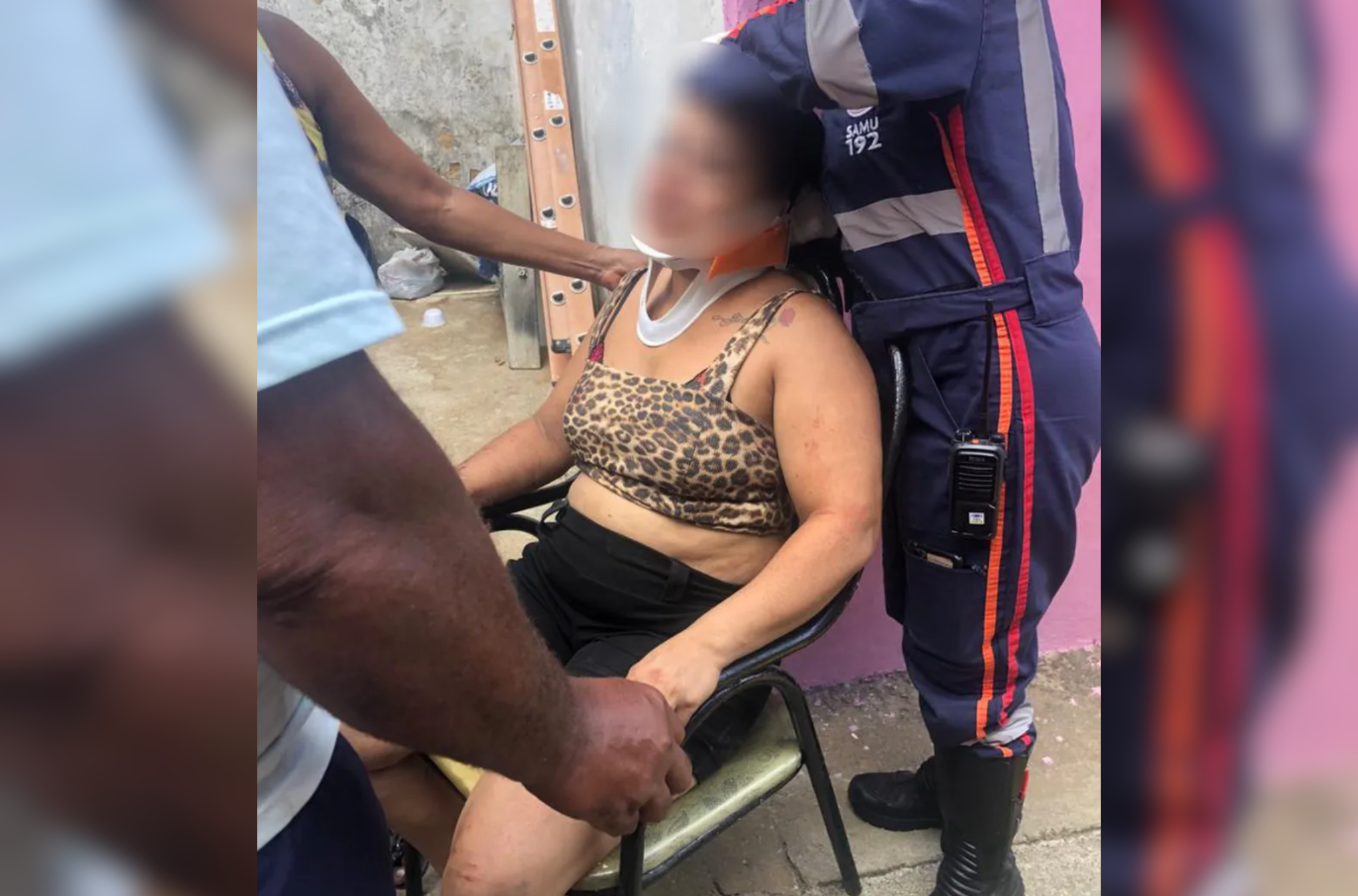 Imagem ilustra a vítima sendo socorrida.