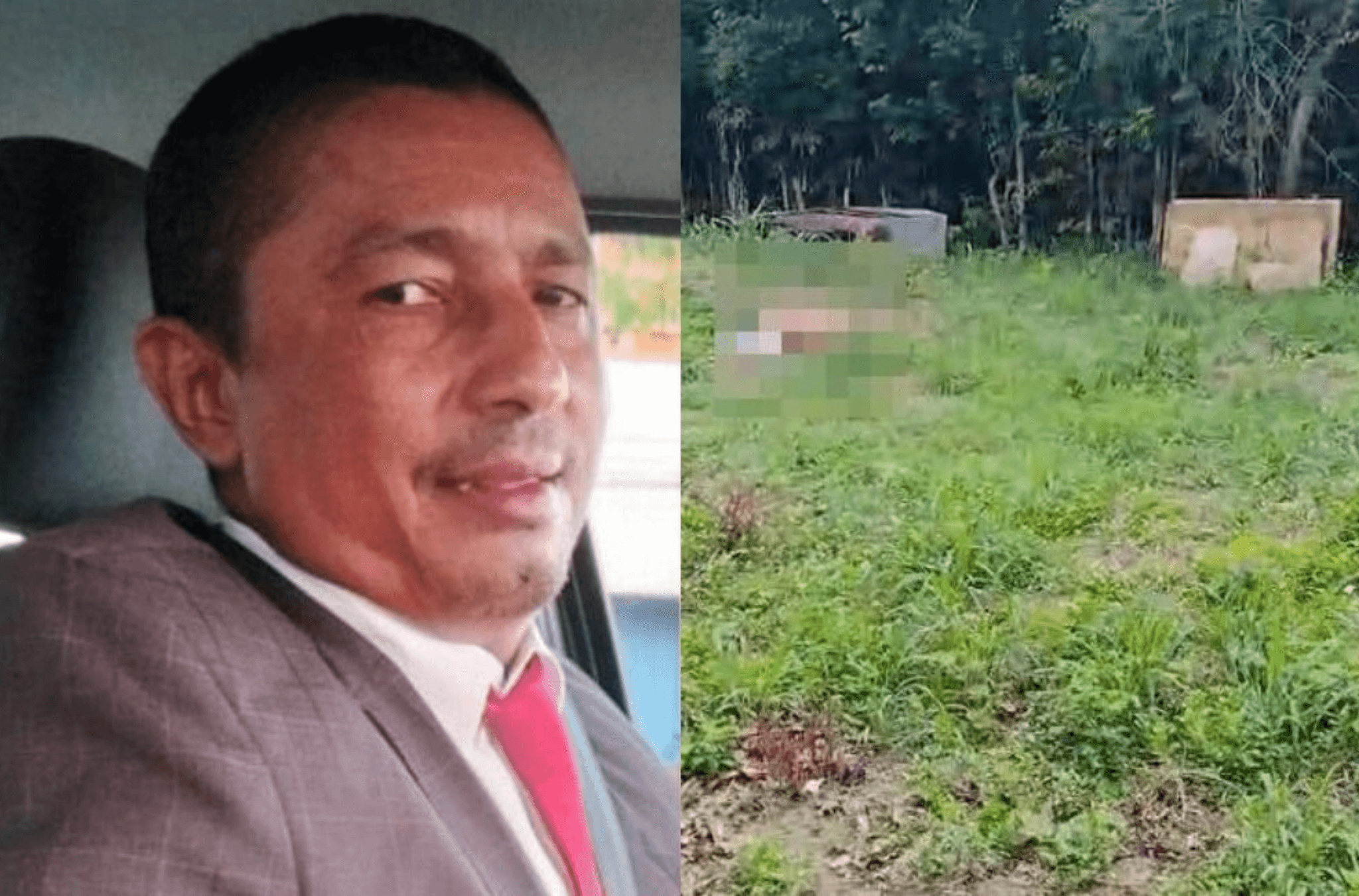 imagem ilustra vítima e o local onde ela foi encontrada