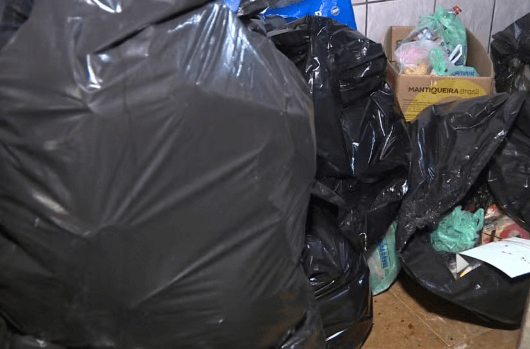 Na imagem vemos os sacos de lixo